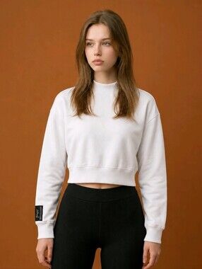 Utopia White Cropped Sweatshirt